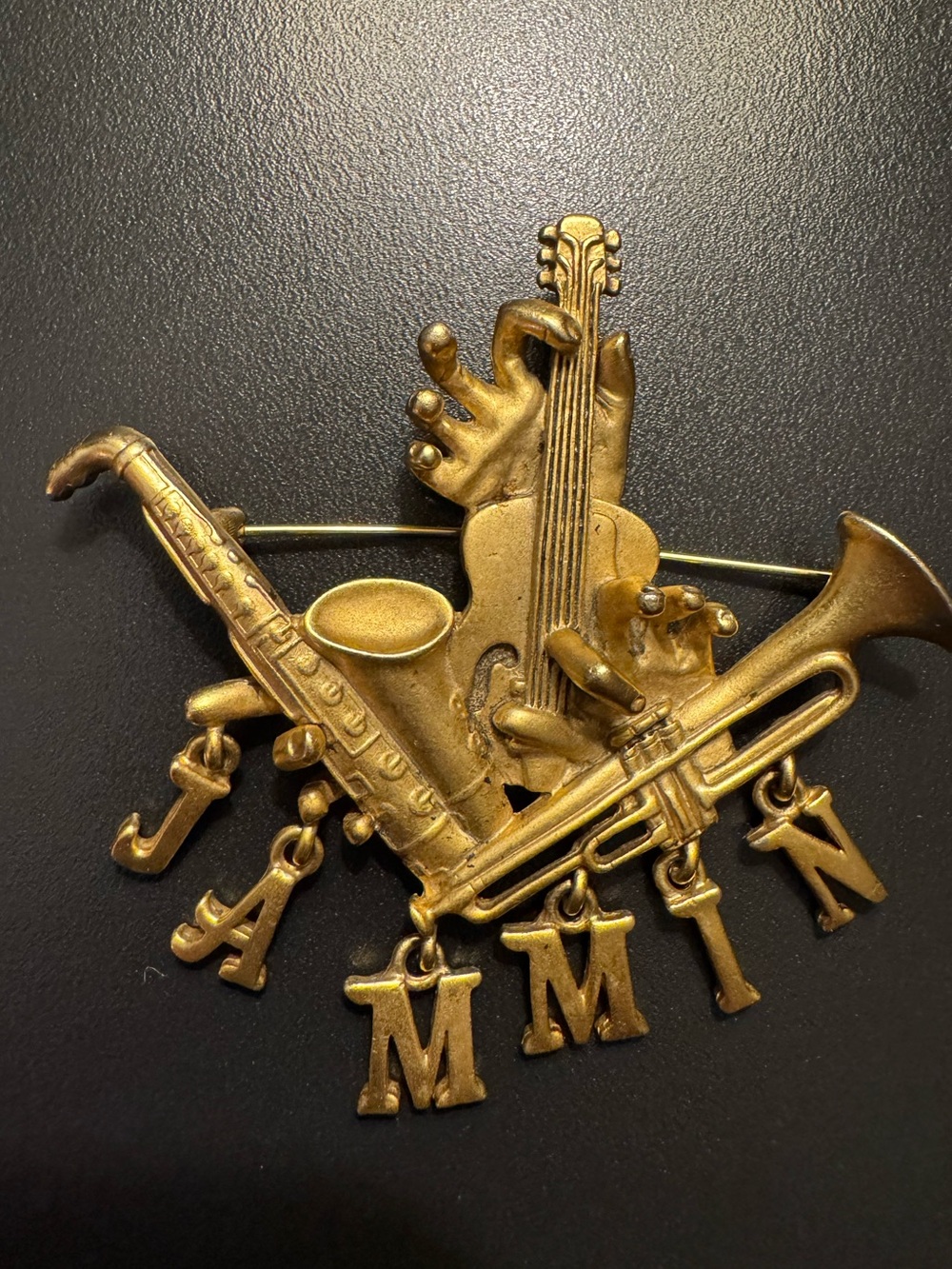 Vintage JAMMIN Musical Instruments Oversized Statement Brooch - 3.25”